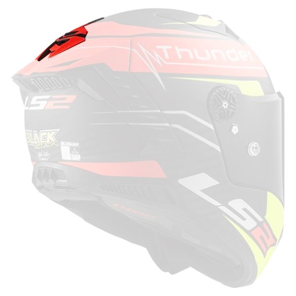 Helm-Ersatzteile LS2 Hintere Bel�ftung Thunder C Attack Matt Red H-V Yellow FF805