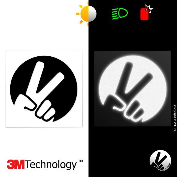 Helm-Reflektoren VFLUO Reflektierende Aufkleber V Schwarz