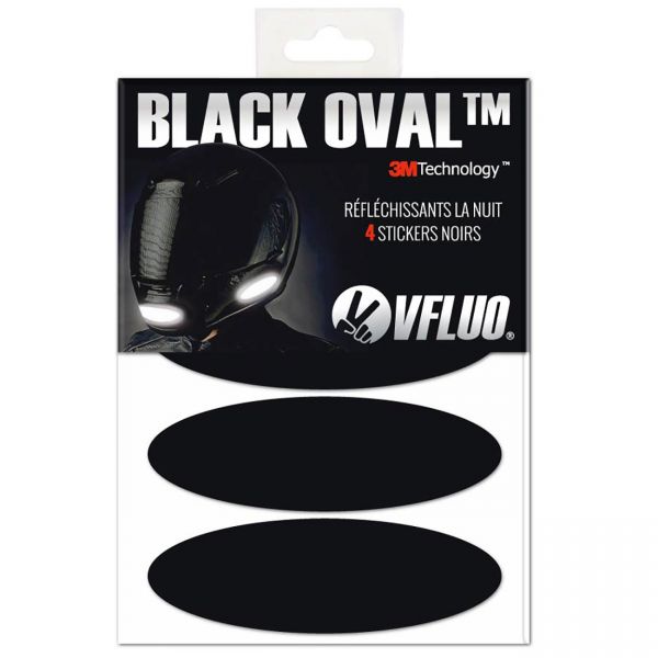 Helm-Reflektoren VFLUO Rreflektorstreifen Schwarz Oval