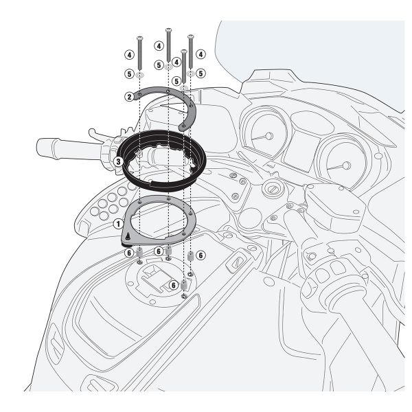 Tanktaschen Zubeh�r Givi Flansch Tanklock Tankrucksack BF47 BMW R1200RT (08-13)