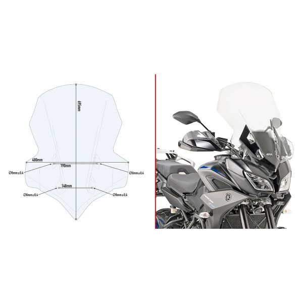 Kleine Windschutzscheibe Givi Bulle 2139DT Yamaha Tracer 900/Tracer 900GT (18-20)