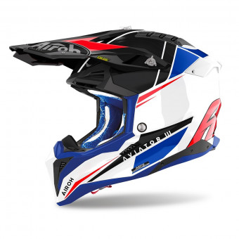 Casque Cross Airoh Aviator 3 Push Blue Red Casque Cross Airoh Aviator 3 Push Blue Red
