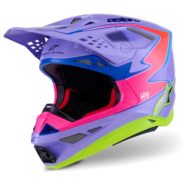 Cross Alpinestars S-M10 Jett Lawrence R01 Purple Pink FL Yellow Fluo Glossy