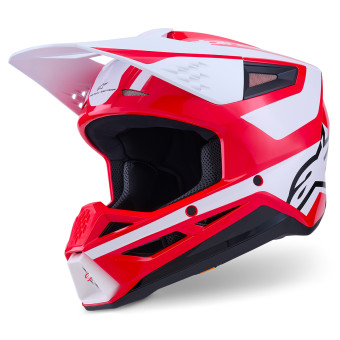 Casque Cross Alpinestars S-M3 Heat Red White Black Glossy Casque Cross Alpinestars S-M3 Heat Red White Black Glossy
