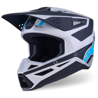 Casque Cross Alpinestars S-M3 Heat Silver Blue Black Matt Casque Cross Alpinestars S-M3 Heat Silver Blue Black Matt