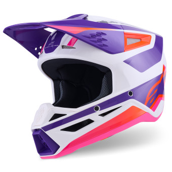 Casque Cross Alpinestars S-M3 Heat White Purple Pink Glossy Casque Cross Alpinestars S-M3 Heat White Purple Pink Glossy