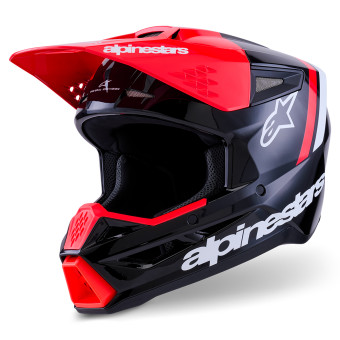 Casque Cross Alpinestars S-M3 Radium Black Red Fluo White Glossy Casque Cross Alpinestars S-M3 Radium Black Red Fluo White Glossy