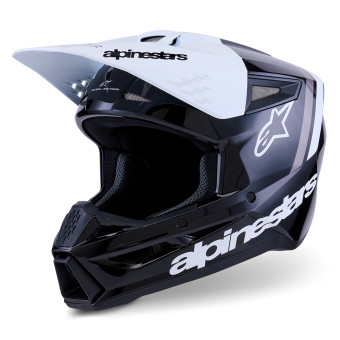 Casque Cross Alpinestars S-M3 Radium Black White Gray Glossy Casque Cross Alpinestars S-M3 Radium Black White Gray Glossy