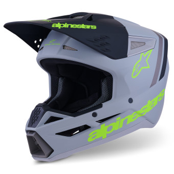 Casque Cross Alpinestars S-M3 Radium Gray Black Yellow FL Matt Casque Cross Alpinestars S-M3 Radium Gray Black Yellow FL Matt