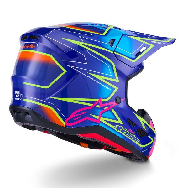 Alpinestars S-M7 Cast Blue Pink Yellow Fluo Glossy