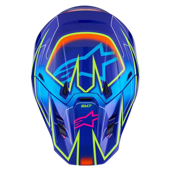 Alpinestars S-M7 Cast Blue Pink Yellow Fluo Glossy