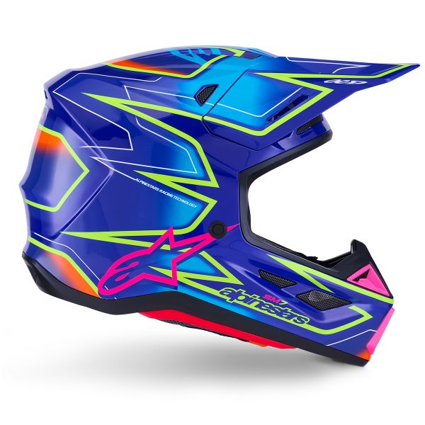 Alpinestars S-M7 Cast Blue Pink Yellow Fluo Glossy