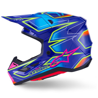 Alpinestars S-M7 Cast Blue Pink Yellow Fluo Glossy