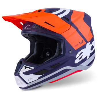 Casque Cross Alpinestars S-M7 Core Orange Blue Matt Casque Cross Alpinestars S-M7 Core Orange Blue Matt