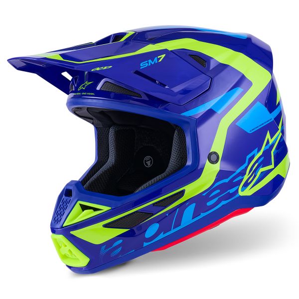 Cross Alpinestars S-M7 Deed Blue Yellow Fluo Glossy Cross Alpinestars S-M7 Deed Blue Yellow Fluo Glossy