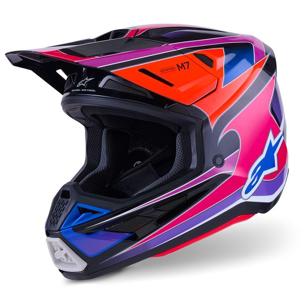 Cross Alpinestars S-M7 Fuse Blue Purple Pink Glossy Cross Alpinestars S-M7 Fuse Blue Purple Pink Glossy