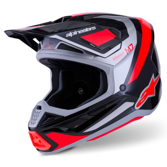 Cross Alpinestars S-M7 Rise Black Silver Red Fluo Glossy