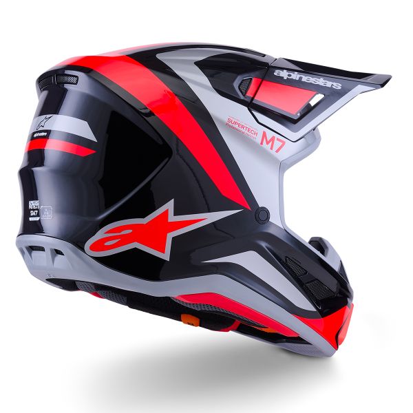 Alpinestars S-M7 Rise Black Silver Red Fluo Glossy