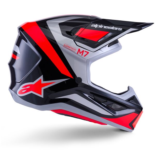 Alpinestars S-M7 Rise Black Silver Red Fluo Glossy