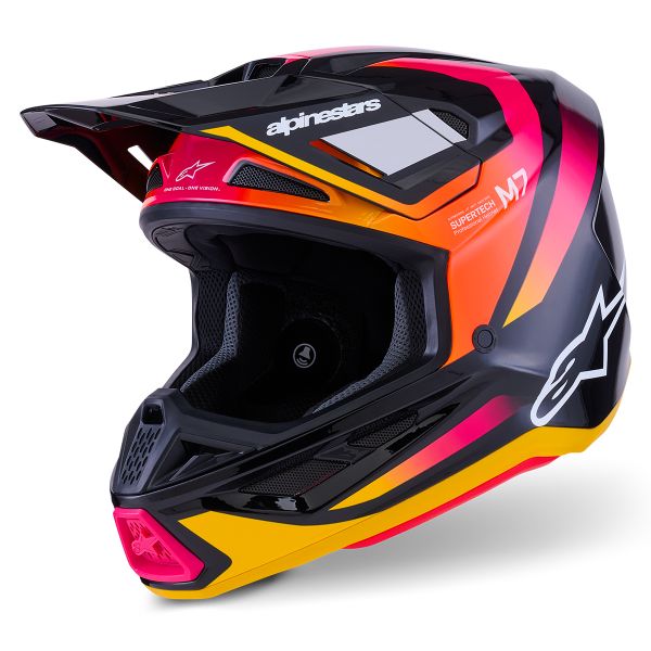 Cross Alpinestars S-M7 Rise Black Yellow Pink Glossy Cross Alpinestars S-M7 Rise Black Yellow Pink Glossy