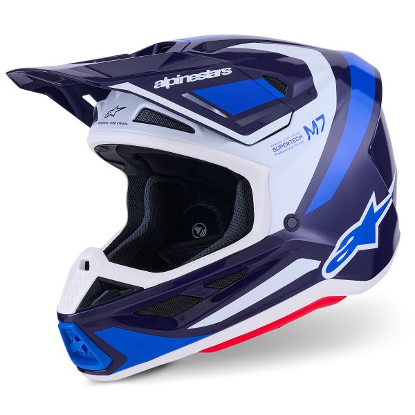 Cross Alpinestars S-M7 Rise Blue White Glossy Cross Alpinestars S-M7 Rise Blue White Glossy