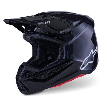 Casque Cross Alpinestars S-M7 Solid Black Glossy