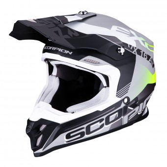 Casque Cross Scorpion VX-16 Air Arhus Matt Silver Black Yellow Neon Casque Cross Scorpion VX-16 Air Arhus Matt Silver Black Yellow Neon