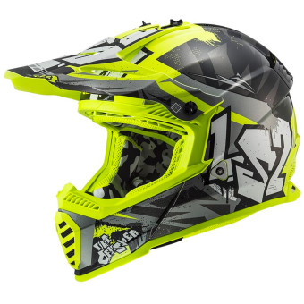 Casque Kinder LS2 Fast II Mini Crusher Black Yellow MX437 Casque Kinder LS2 Fast II Mini Crusher Black Yellow MX437