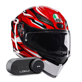 Integral AGV K1 S Lion Black Red White + Kit Bluetooth Lokui K30