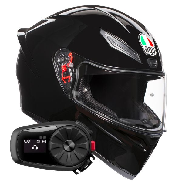 Integral AGV K1 S Mono Black + Kit Bluetooth 5S Solo