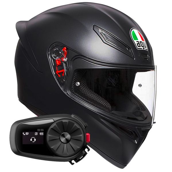 Integral AGV K1 S Mono Matt Black + Kit Bluetooth 5S Solo