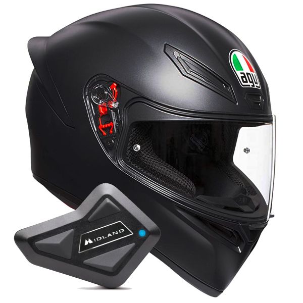 Integral AGV K1 S Mono Matt Black + Kit Bluetooth BT Mini