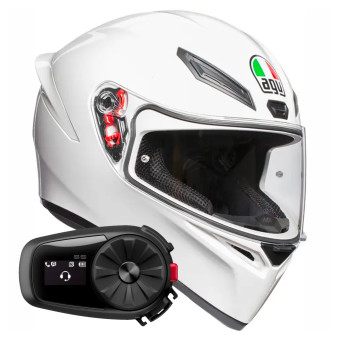 Integral AGV K1 S Mono White + Kit Bluetooth 5S Solo