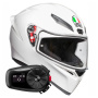 Casque Integral AGV K1 S Mono White + Kit Bluetooth 5S Solo