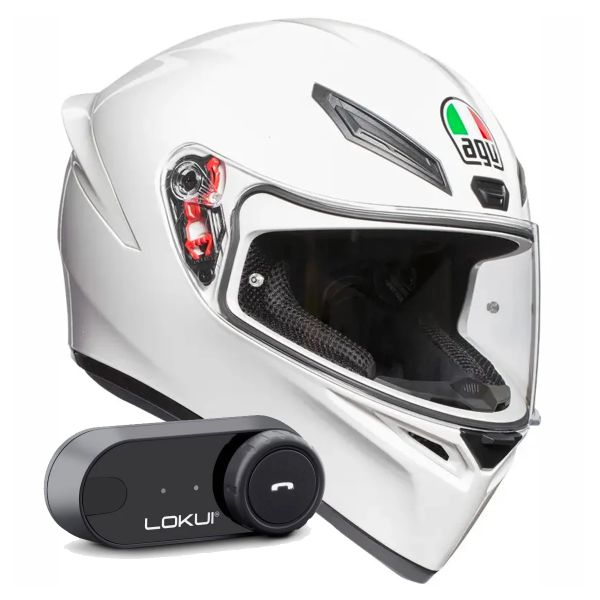 Integral AGV K1 S Mono White + Kit Bluetooth Lokui K30 Integral AGV K1 S Mono White + Kit Bluetooth Lokui K30