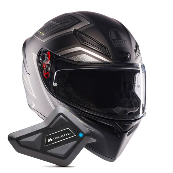 Integral AGV K1 S Sling Matt Black Grey + Kit Bluetooth BT Mini