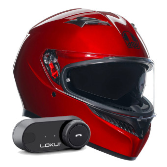 Integral AGV K3 Mono Competition Red + Kit Bluetooth Lokui K30