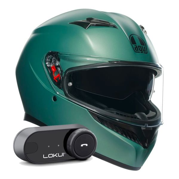 Integral AGV K3 Mono Matt Salvage Green + Kit Bluetooth Lokui K30