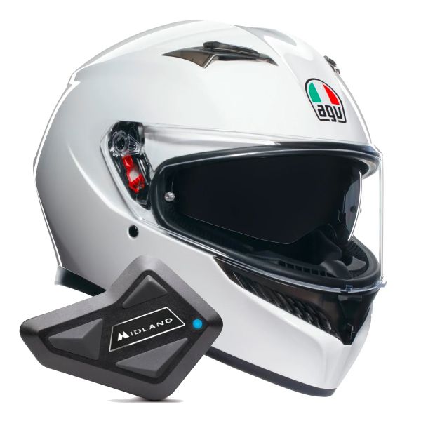 Integral AGV K3 Mono Silk White + Kit Bluetooth BT Mini Integral AGV K3 Mono Silk White + Kit Bluetooth BT Mini