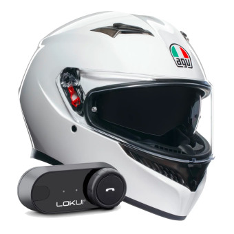 Integral AGV K3 Mono Silk White + Kit Bluetooth Lokui K30