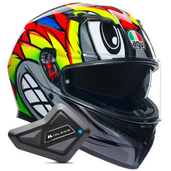 Integral AGV K3 Multi Birdy 2.0 Grey Yellow Red + Kit Bluetooth BT Mini