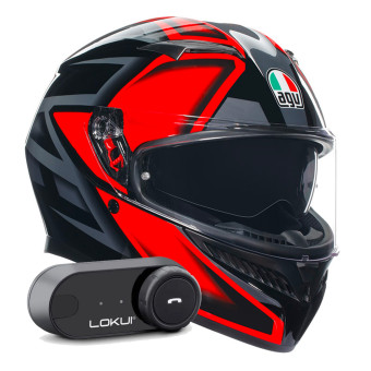 Casque Integral AGV K3 Multi Compound Black Red + Kit Bluetooth Lokui K30 Casque Integral AGV K3 Multi Compound Black Red + Kit Bluetooth Lokui K30