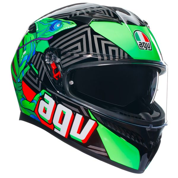 AGV K3 Multi Kameleon Black Red Green + Kit Bluetooth BT Mini