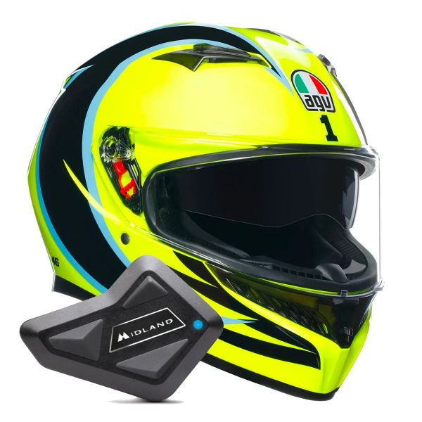 Integral AGV K3 Top Rossi WT Phillip Island 2005 + Kit Bluetooth BT Mini