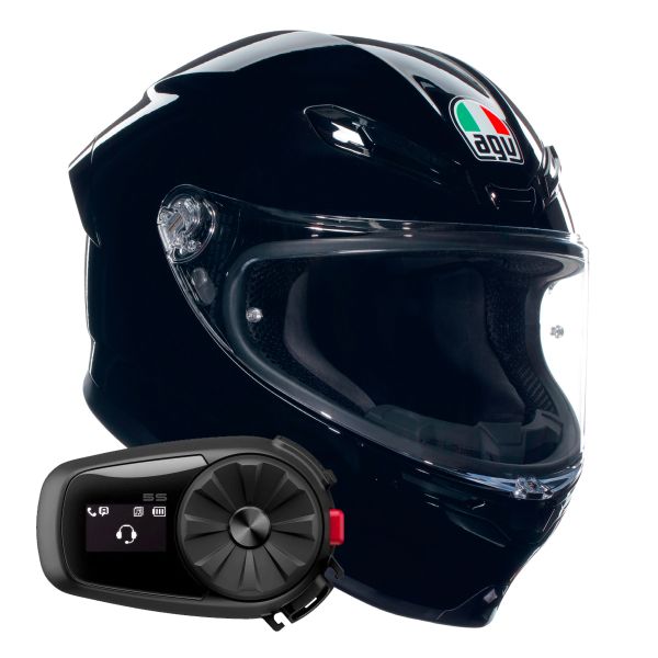 Integral AGV K6 S Mono Black + Kit Bluetooth 5S Solo