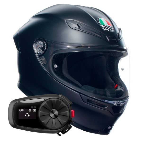 Integral AGV K6 S Mono Matt Black + Kit Bluetooth 5S Solo Integral AGV K6 S Mono Matt Black + Kit Bluetooth 5S Solo
