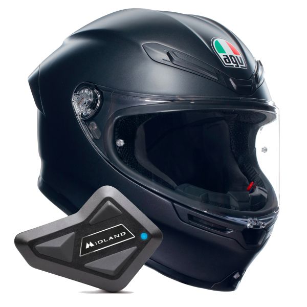 Integral AGV K6 S Mono Matt Black + Kit Bluetooth BT Mini Integral AGV K6 S Mono Matt Black + Kit Bluetooth BT Mini