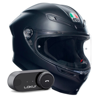 Integral AGV K6 S Mono Matt Black + Kit Bluetooth Lokui K30
