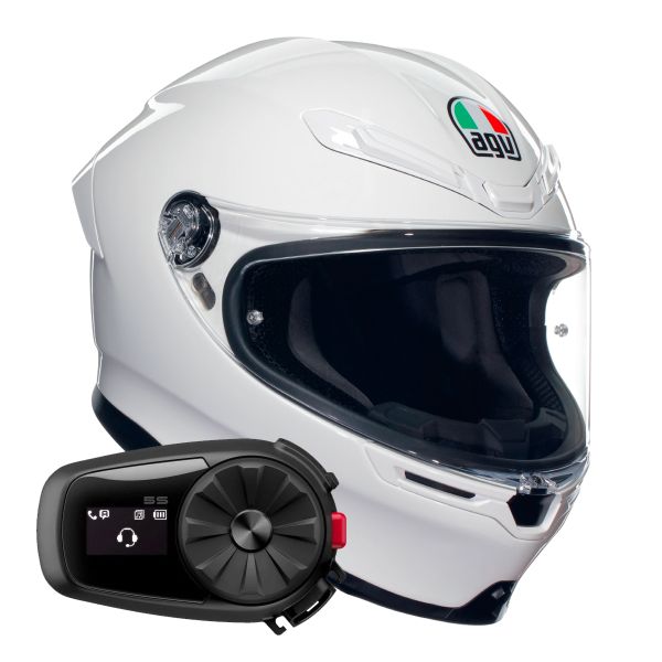 Integral AGV K6 S Mono White + Kit Bluetooth 5S Solo