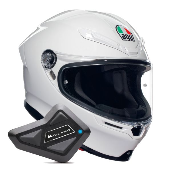 Integral AGV K6 S Mono White + Kit Bluetooth BT Mini